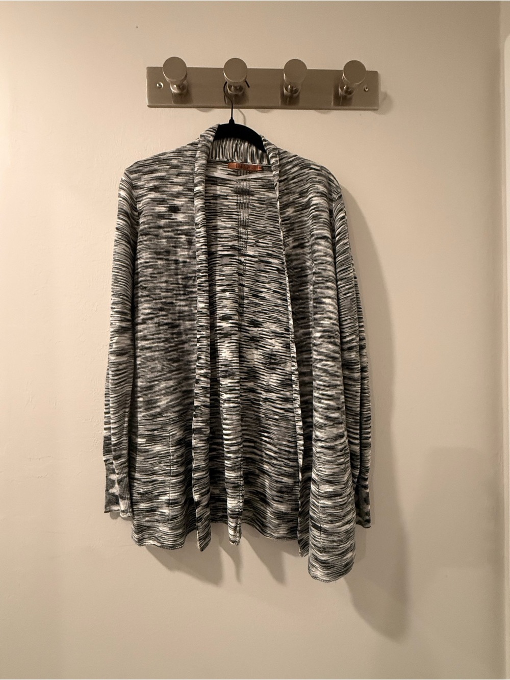 Belldini Open-Front Marled Black & White Cardigan